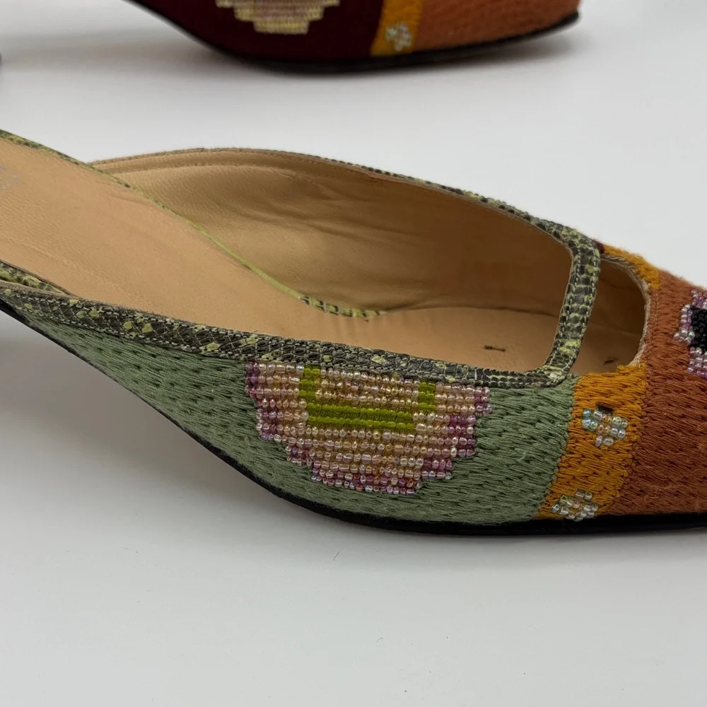 Fendi Beaded Multicolor Mule Heels - Women - Size 9 - Picture 5 of 12